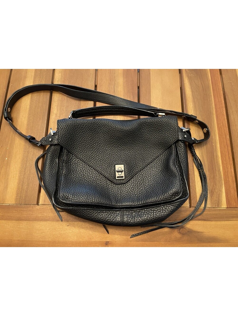 Rebecca Minkoff  Darren Black Pebbled Leather Messenger Bag